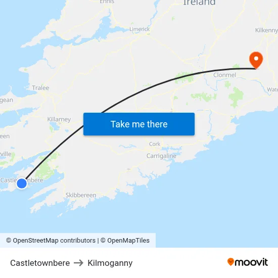 Castletownbere to Kilmoganny map