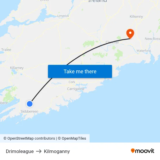 Drimoleague to Kilmoganny map