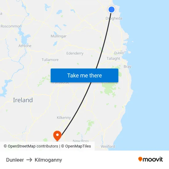 Dunleer to Kilmoganny map