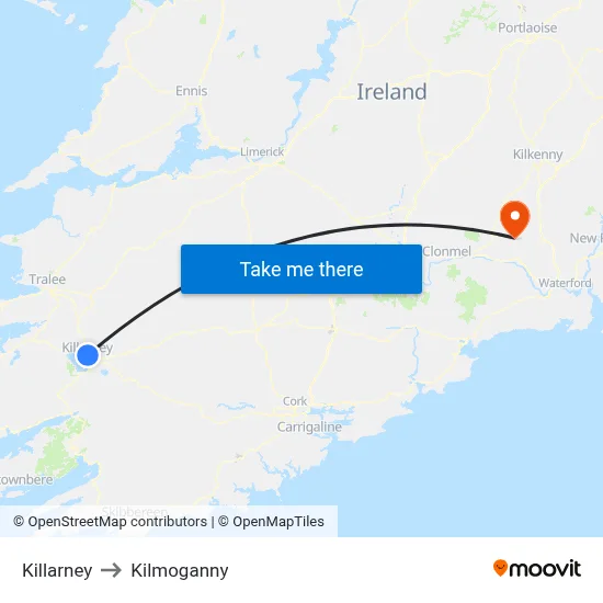 Killarney to Kilmoganny map