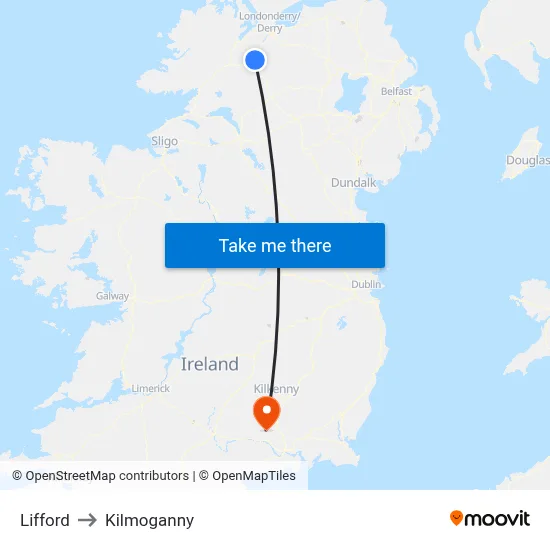 Lifford to Kilmoganny map
