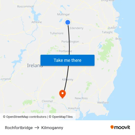 Rochfortbridge to Kilmoganny map