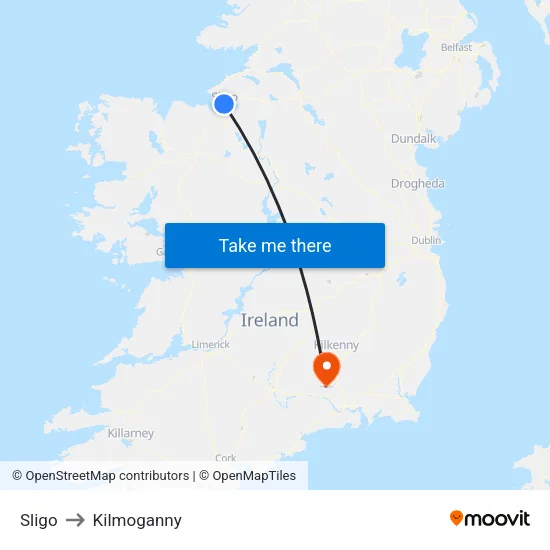 Sligo to Kilmoganny map
