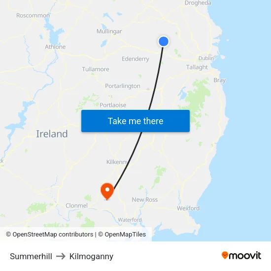 Summerhill to Kilmoganny map
