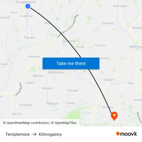 Templemore to Kilmoganny map