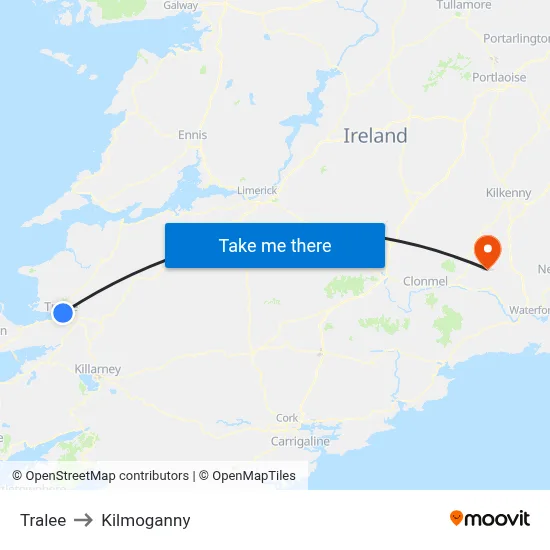 Tralee to Kilmoganny map