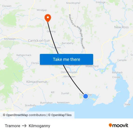 Tramore to Kilmoganny map