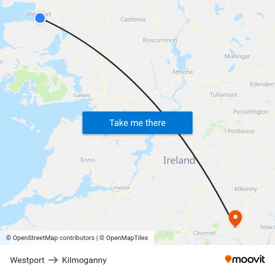Westport to Kilmoganny map