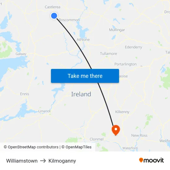 Williamstown to Kilmoganny map