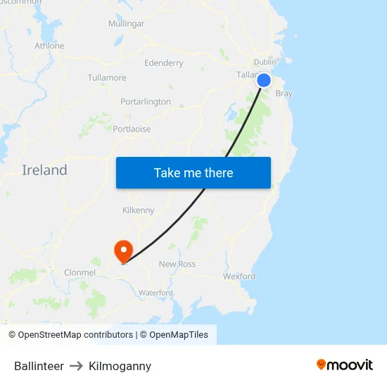 Ballinteer to Kilmoganny map