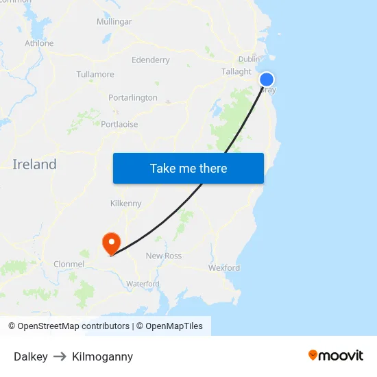 Dalkey to Kilmoganny map