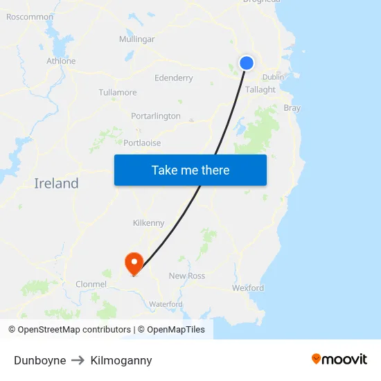 Dunboyne to Kilmoganny map