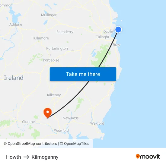 Howth to Kilmoganny map