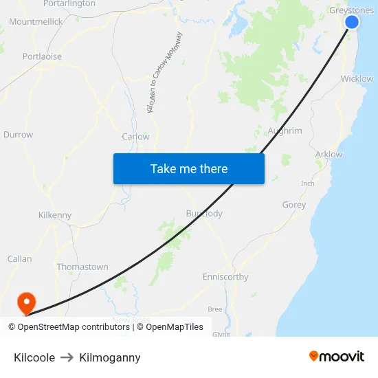 Kilcoole to Kilmoganny map