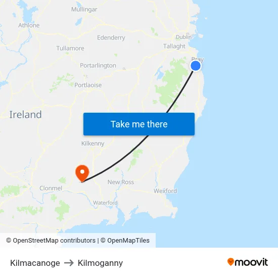 Kilmacanoge to Kilmoganny map