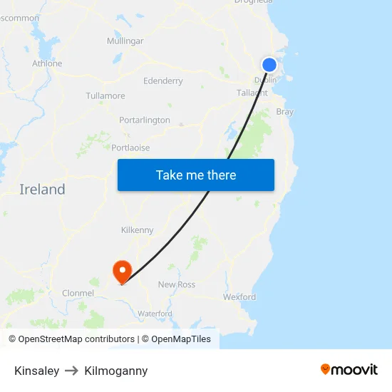 Kinsaley to Kilmoganny map