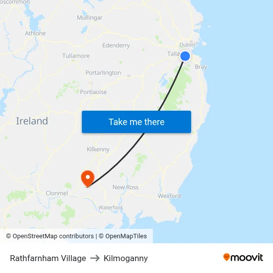 Rathfarnham Village to Kilmoganny map