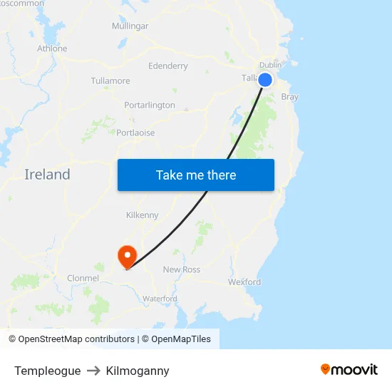 Templeogue to Kilmoganny map