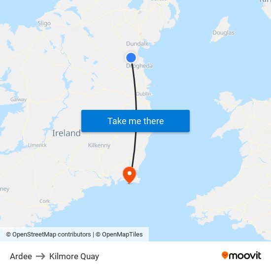 Ardee to Kilmore Quay map
