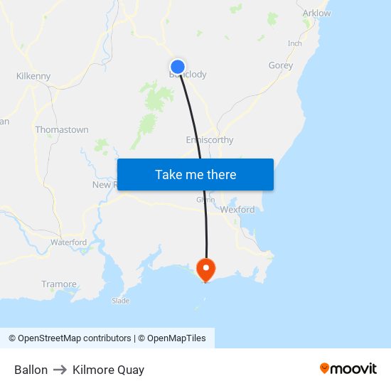 Ballon to Kilmore Quay map