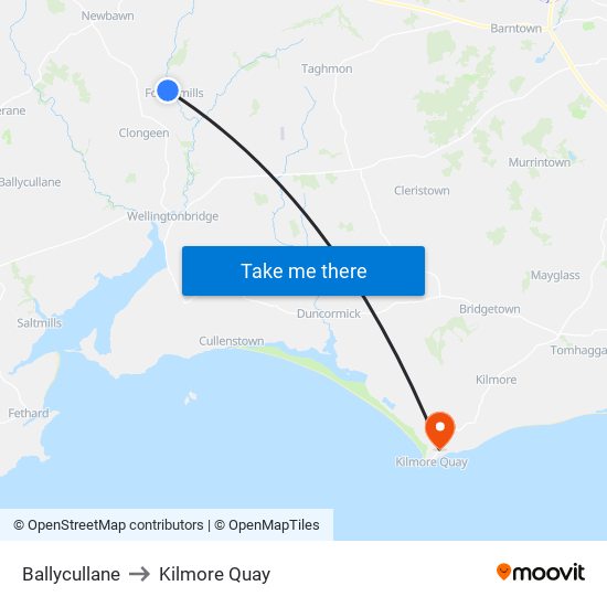 Ballycullane to Kilmore Quay map