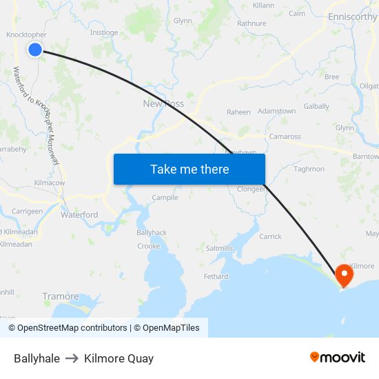 Ballyhale to Kilmore Quay map