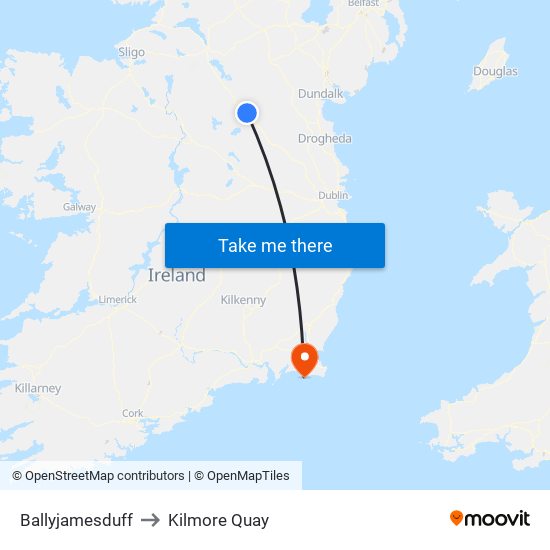 Ballyjamesduff to Kilmore Quay map
