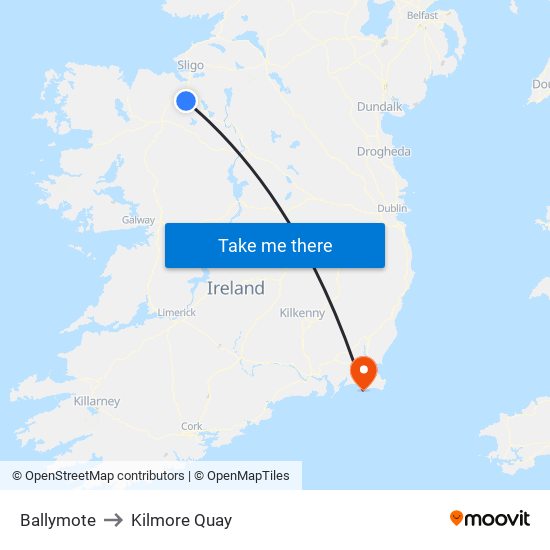 Ballymote to Kilmore Quay map