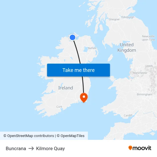 Buncrana to Kilmore Quay map