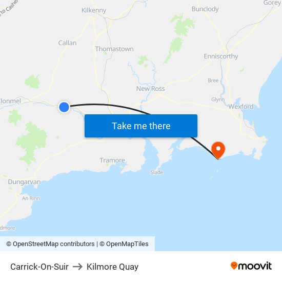 Carrick-On-Suir to Kilmore Quay map