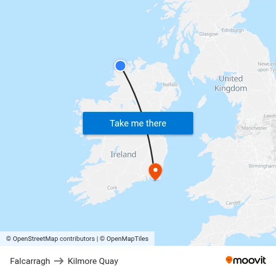 Falcarragh to Kilmore Quay map