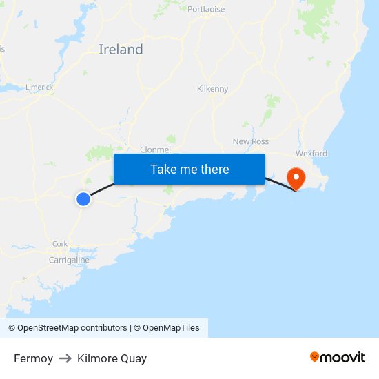 Fermoy to Kilmore Quay map