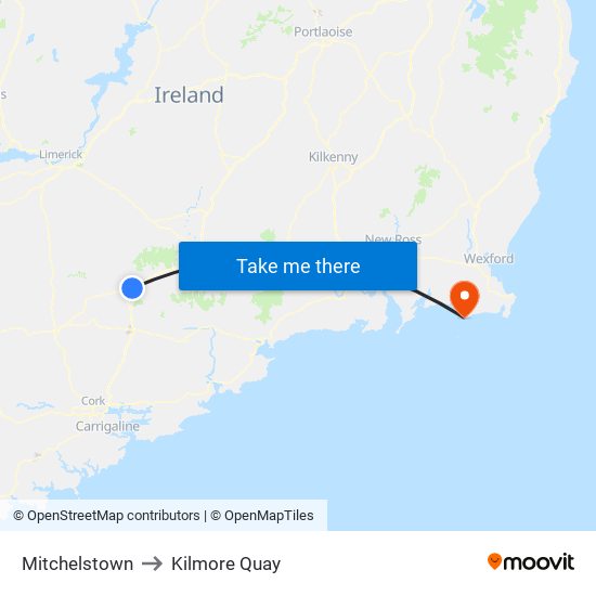 Mitchelstown to Kilmore Quay map