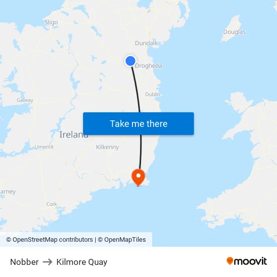 Nobber to Kilmore Quay map