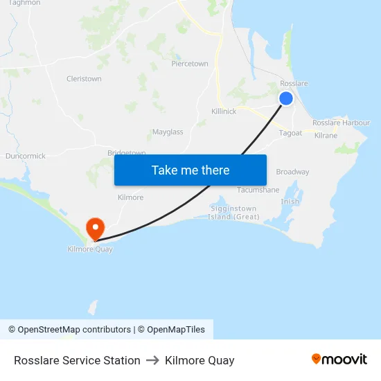 Rosslare Service Station to Kilmore Quay map