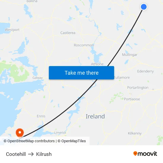 Cootehill to Kilrush map