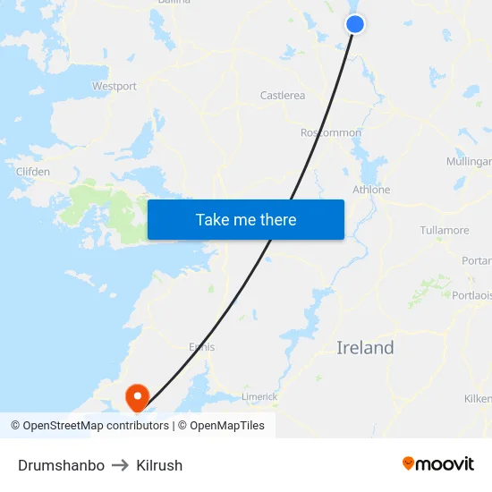Drumshanbo to Kilrush map