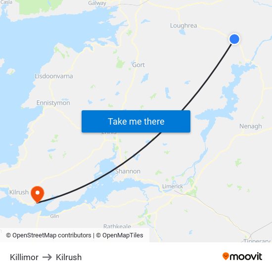 Killimor to Kilrush map
