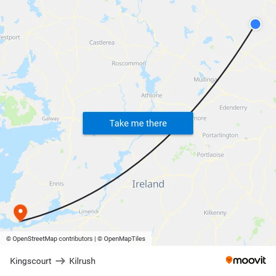 Kingscourt to Kilrush map