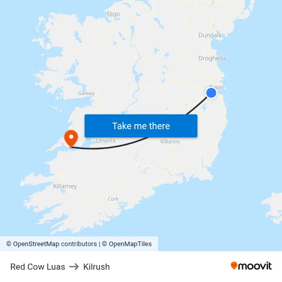 Red Cow Luas to Kilrush map