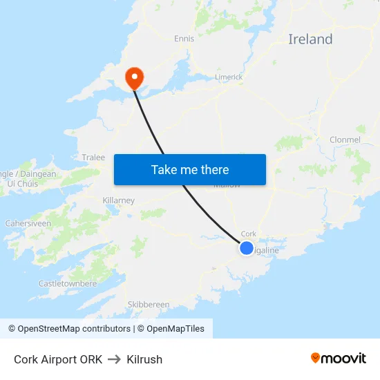 Cork Airport ORK to Kilrush map