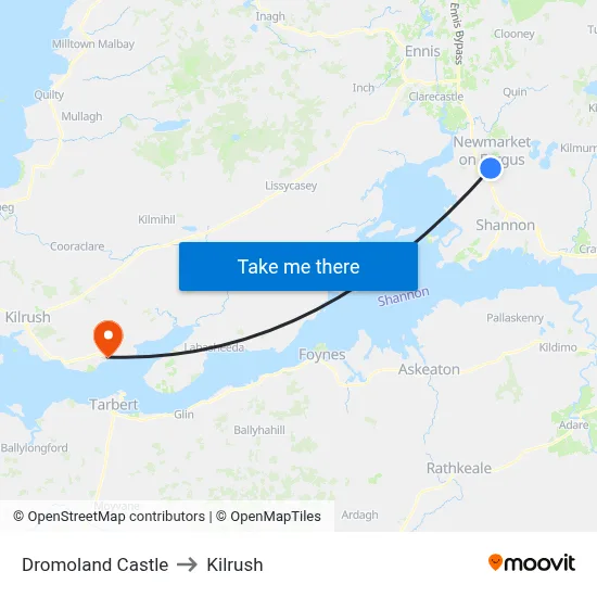 Dromoland Castle to Kilrush map