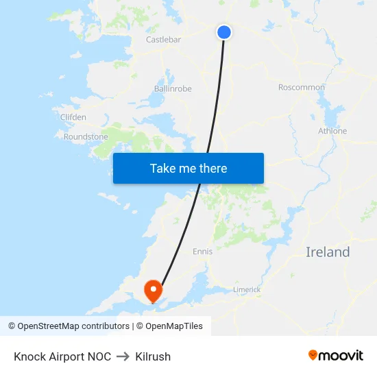 Knock Airport NOC to Kilrush map