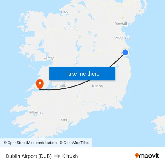 Dublin Airport (DUB) to Kilrush map