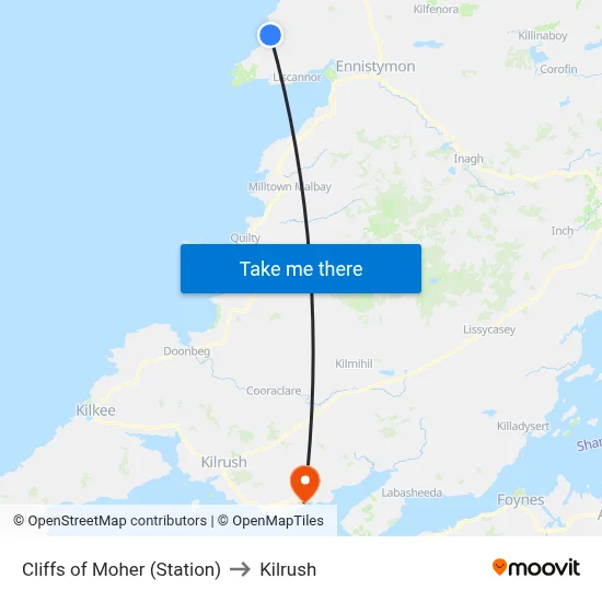Cliffs of Moher (Station) to Kilrush map
