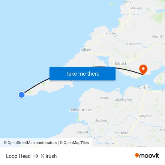 Loop Head to Kilrush map