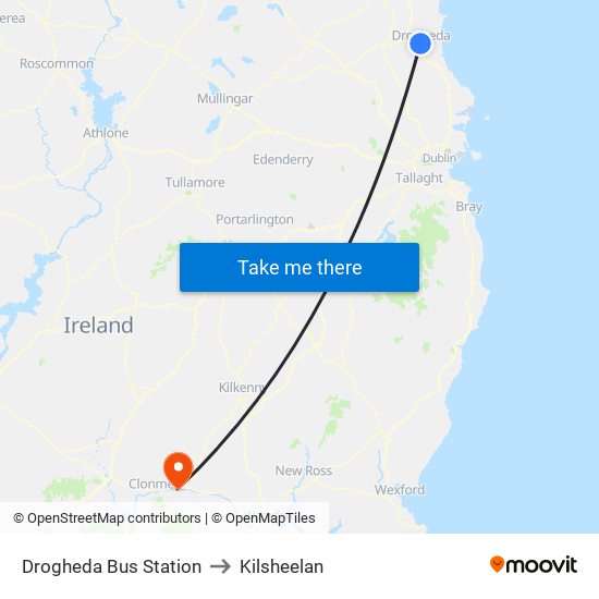 Drogheda Bus Station to Kilsheelan map