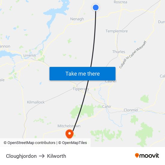 Cloughjordon to Kilworth map