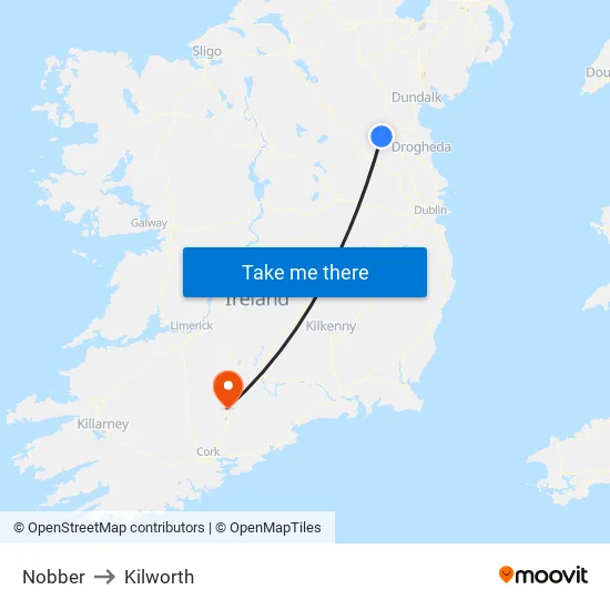 Nobber to Kilworth map