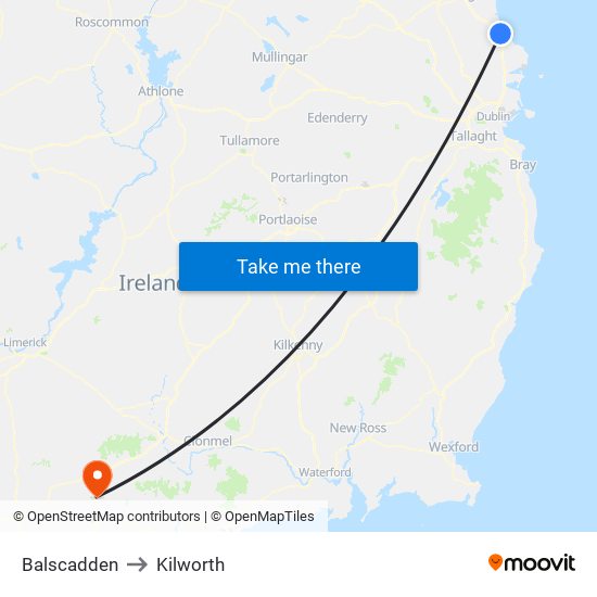 Balscadden to Kilworth map